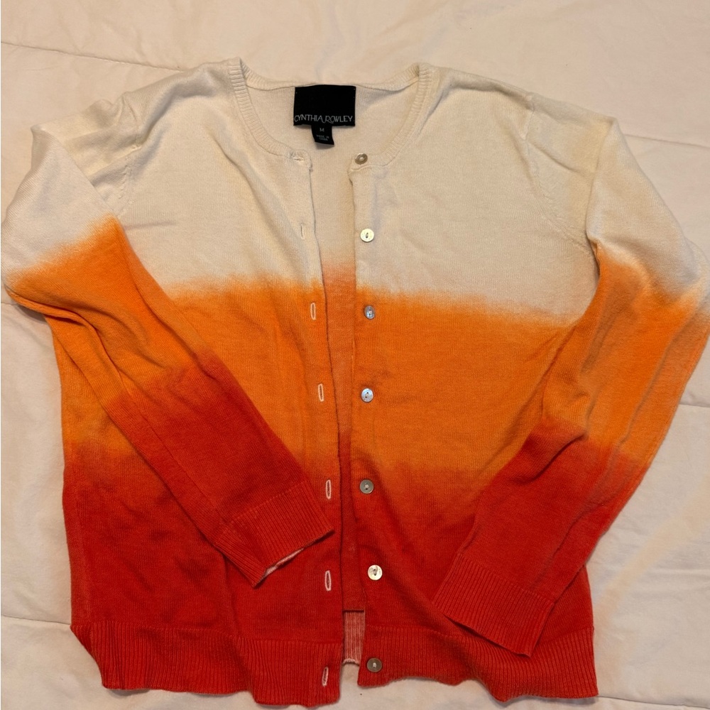 Cynthia Rowley Cream and Orange Ombre Cardigan